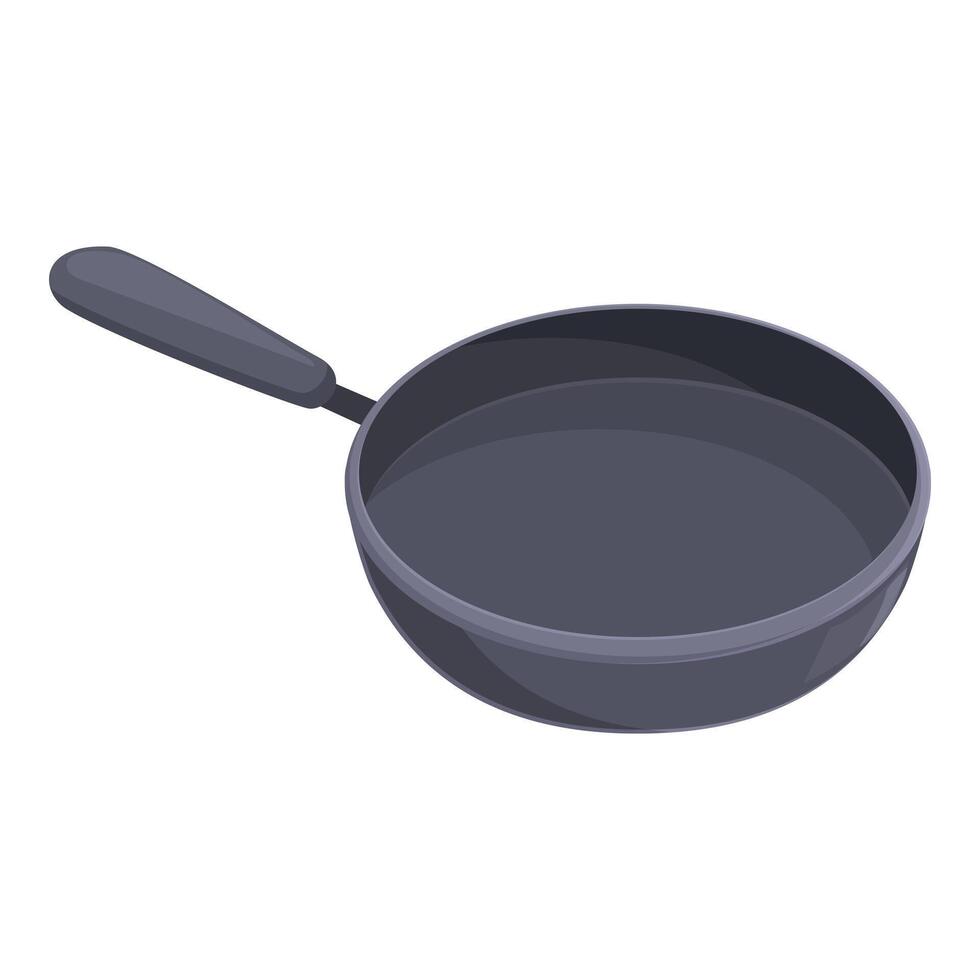 Frying pan black color icon cartoon vector. Domestic object vector