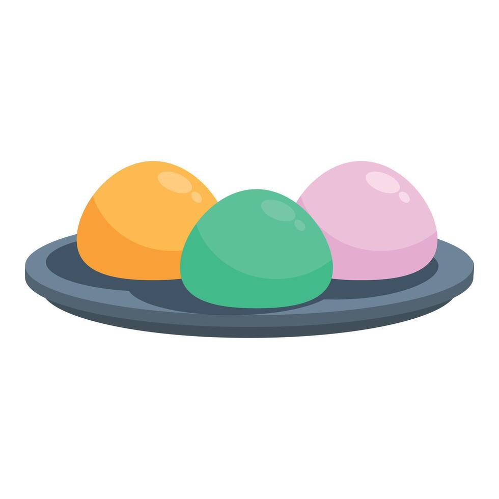 Colorful mochi on plate icon cartoon vector. Gourmet meal vector