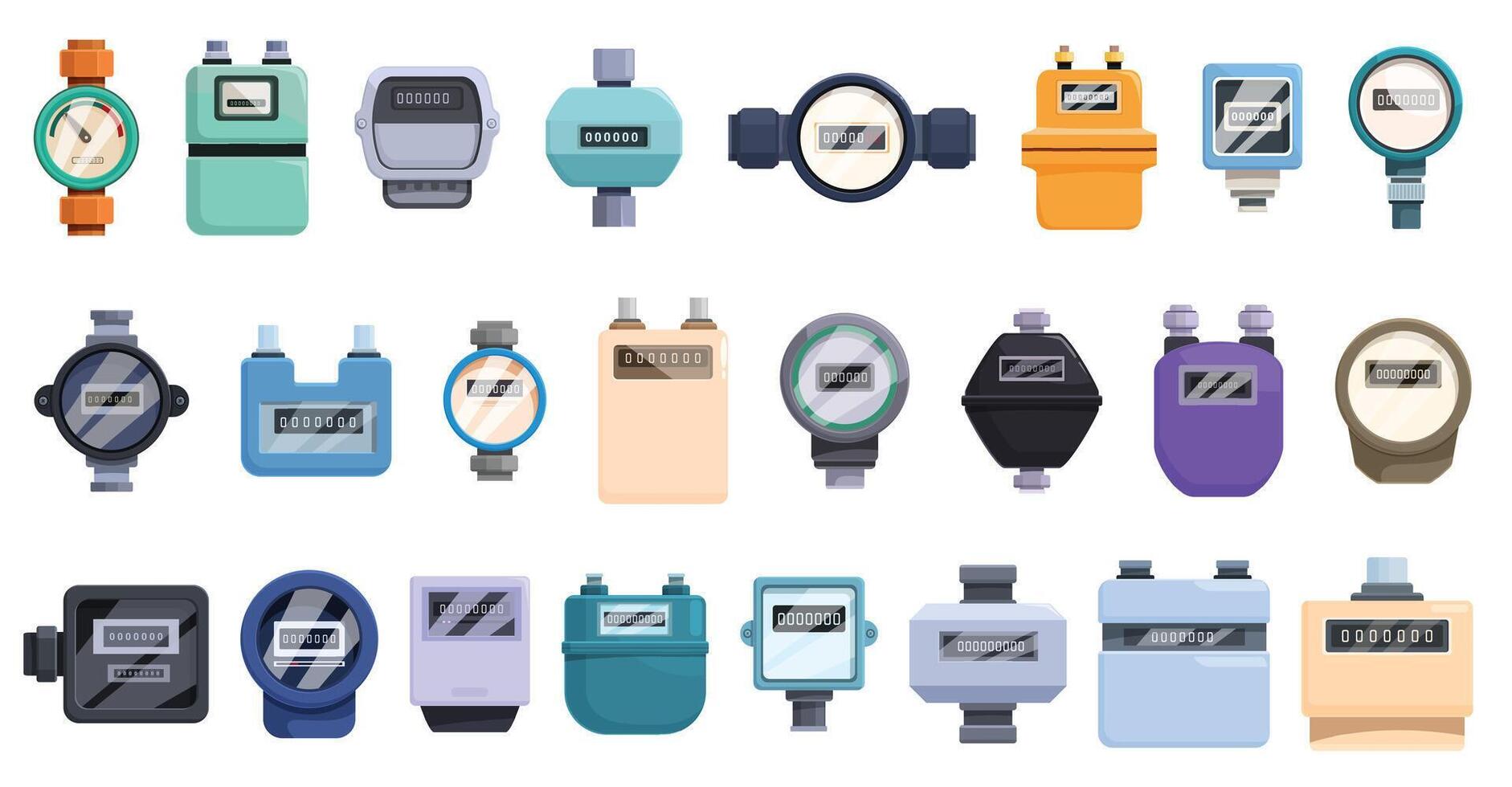 Household meters icons set cartoon vector. Software equipment vector