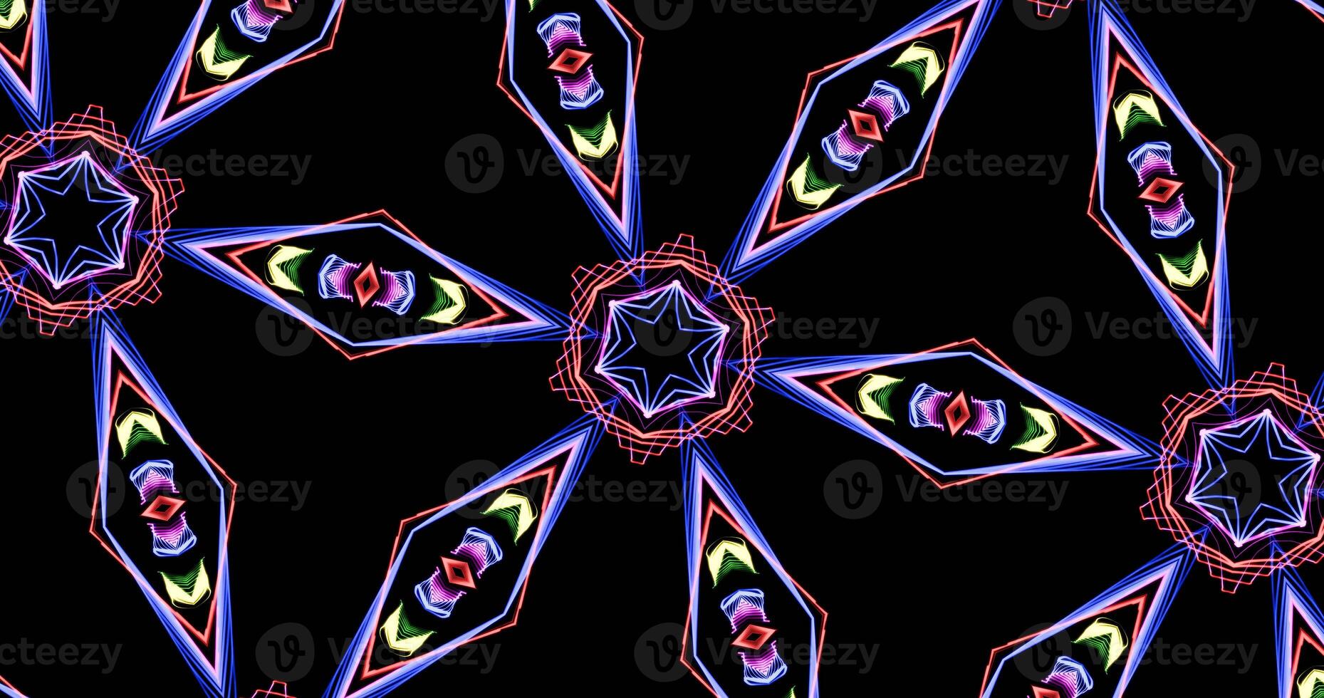 Kaleidoscopic Pattern On Dark Background In Vibrant Colors photo