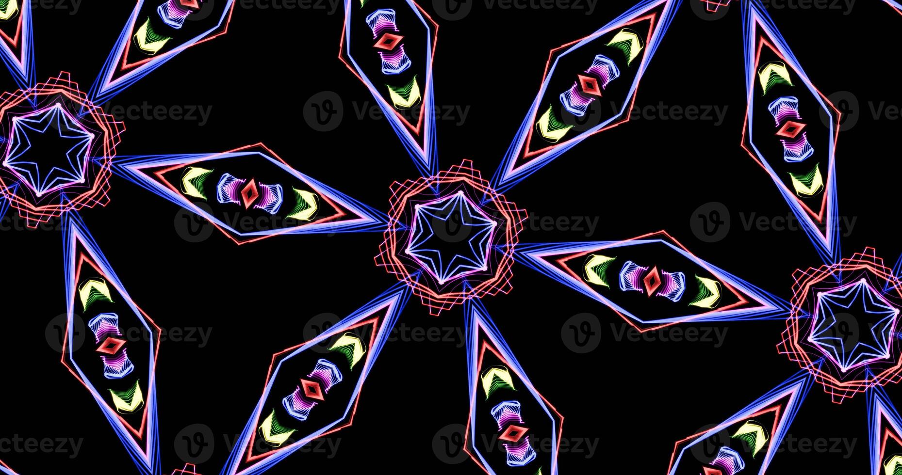 Kaleidoscopic Pattern On Dark Background In Vibrant Colors photo