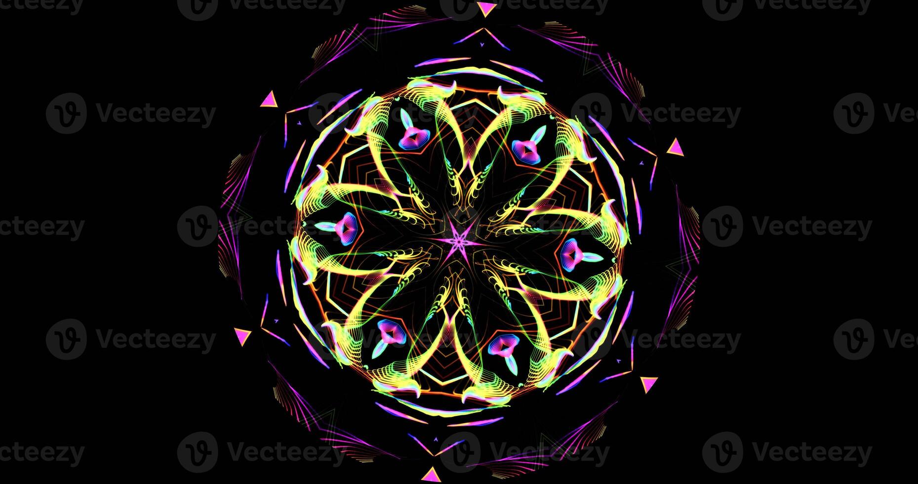 Kaleidoscopic Pattern On Dark Background In Vibrant Colors photo