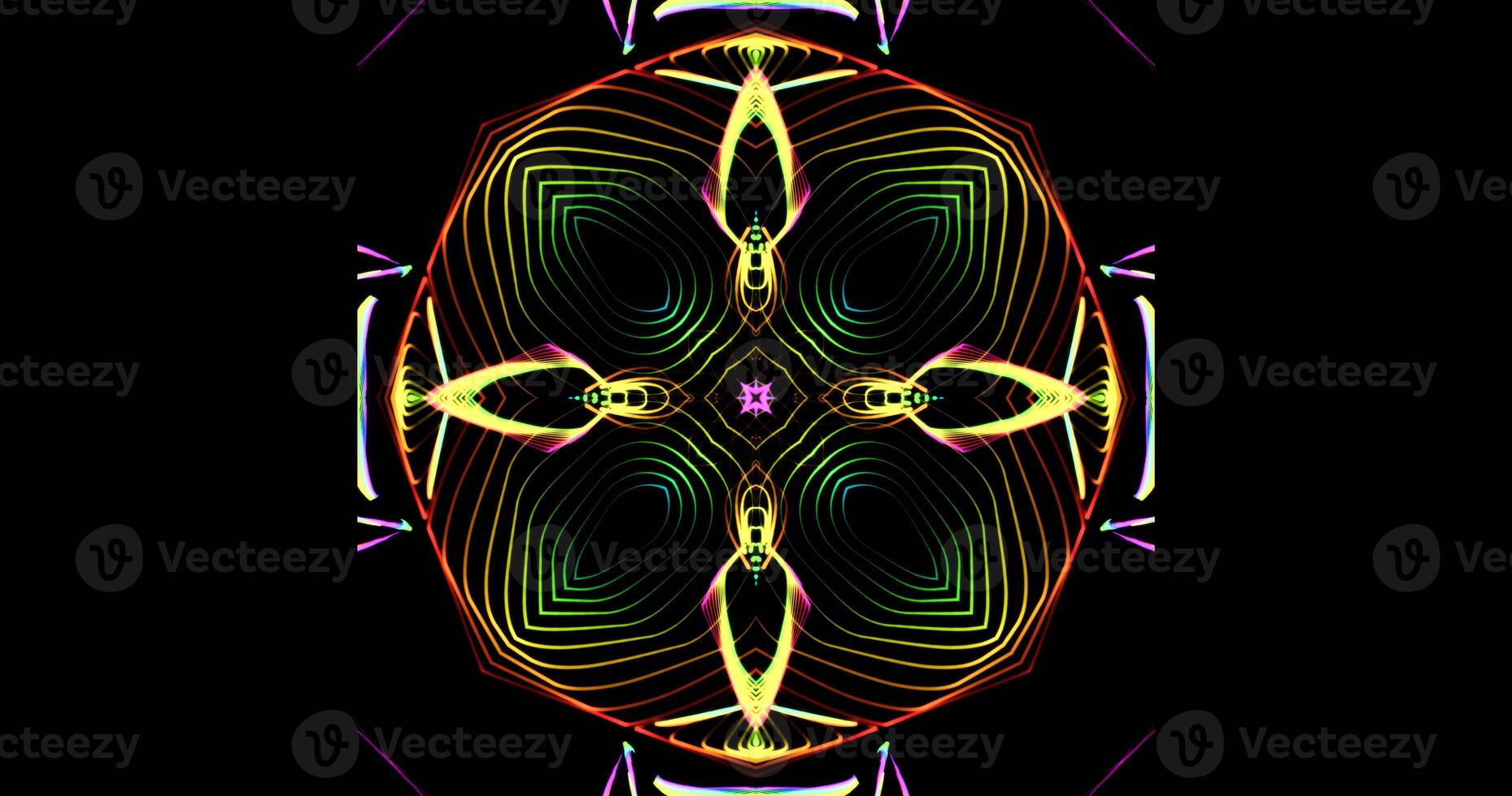 Kaleidoscopic Pattern On Dark Background In Vibrant Colors photo