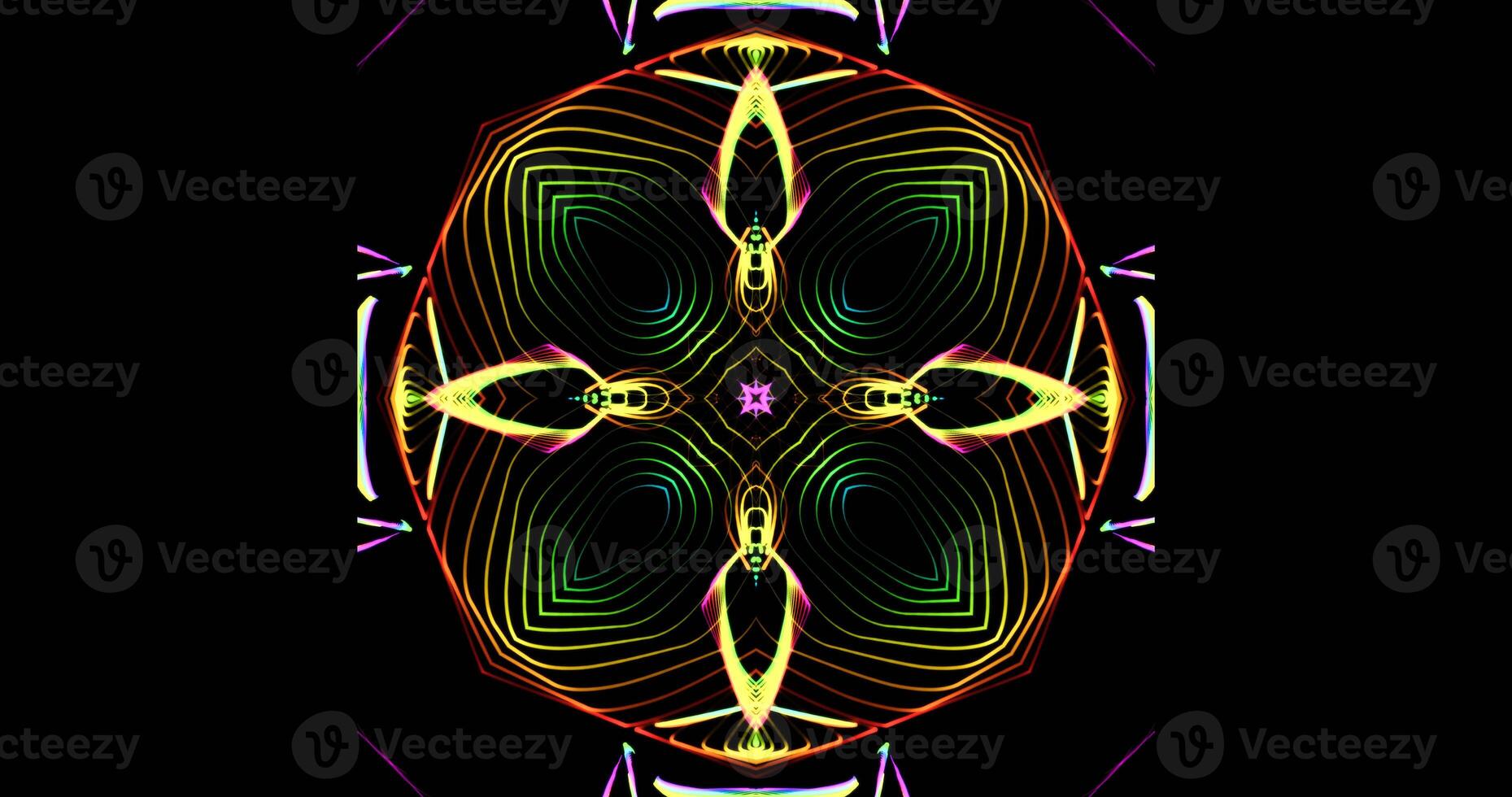 Kaleidoscopic Pattern On Dark Background In Vibrant Colors photo