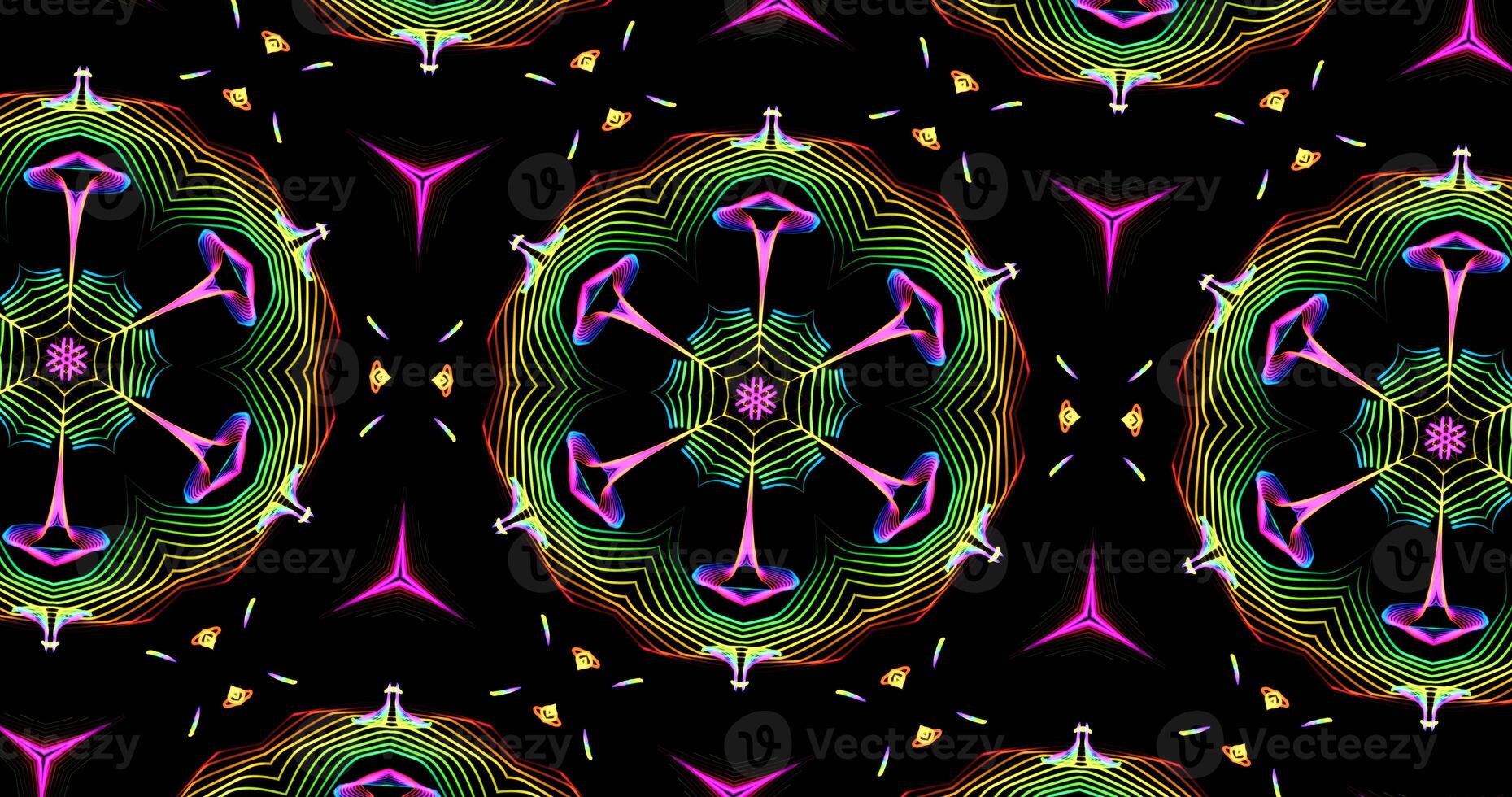 Kaleidoscopic Pattern On Dark Background In Vibrant Colors photo