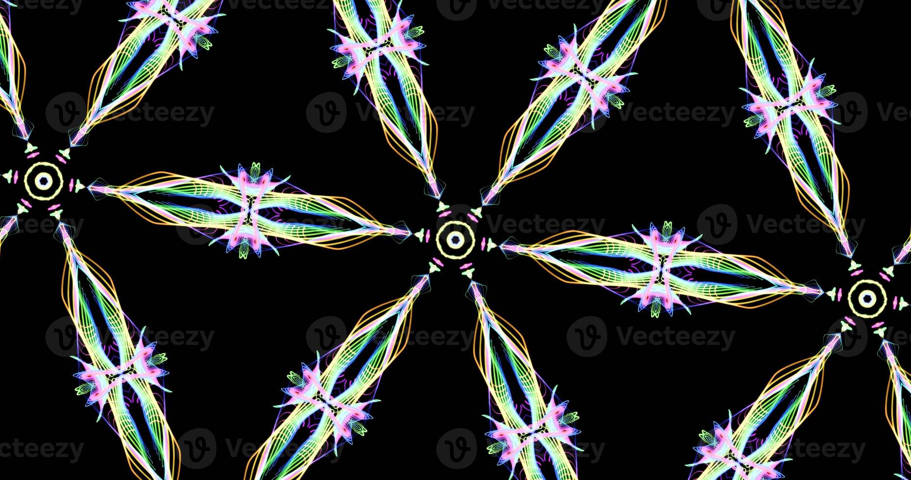 Kaleidoscopic Pattern On Dark Background In Vibrant Colors photo