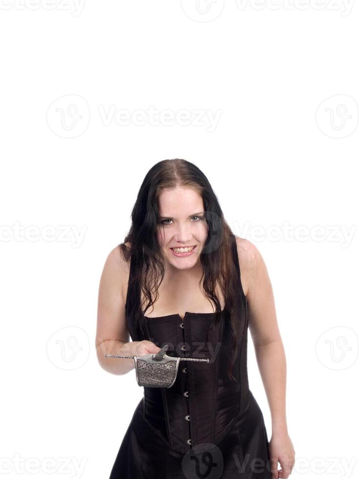 Young Woman in Corset and with a Dagger photo