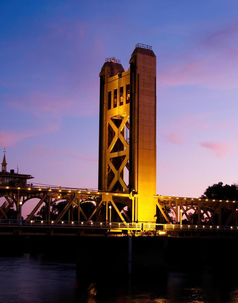 Sacramento, CA, 2007 - One Tower Of Bridge Near Sunset photo