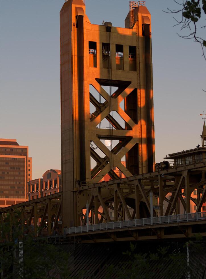 Sacramento, CA, 2015 - One Tower Of Bridge With Moon Day Sky photo