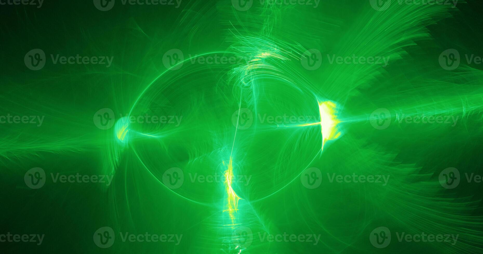 Abstract Design In Green And Yellow Lines Curves Particles photo