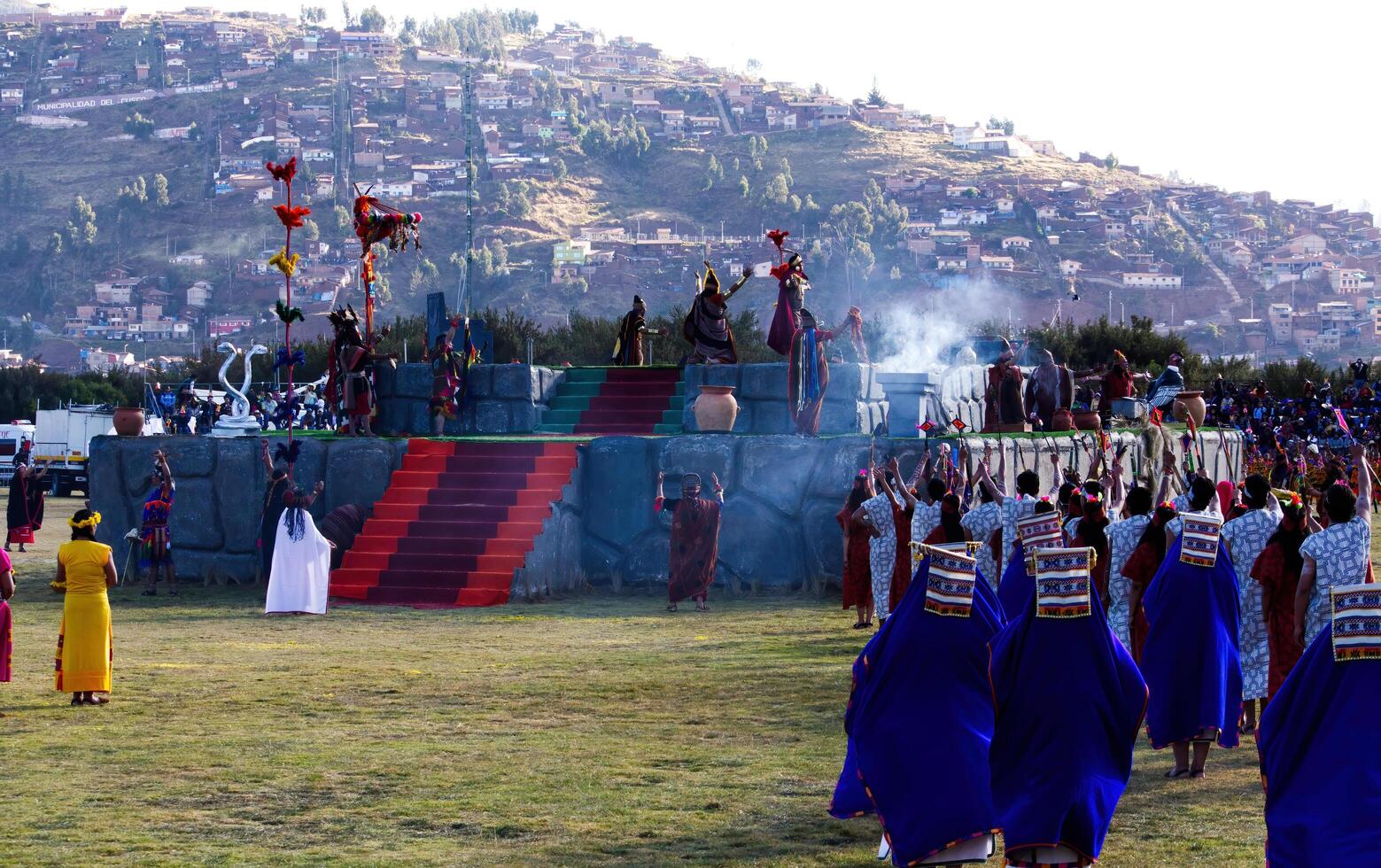 Cusco, Peru, 2015 - Men And Women Traditional Costume Inti Raymi Festival South America photo
