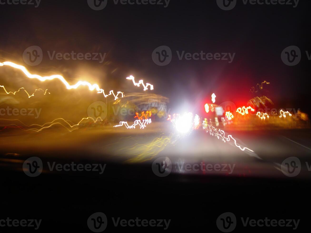 Abstract Light Patterns From Night Driving Long Exposure photo
