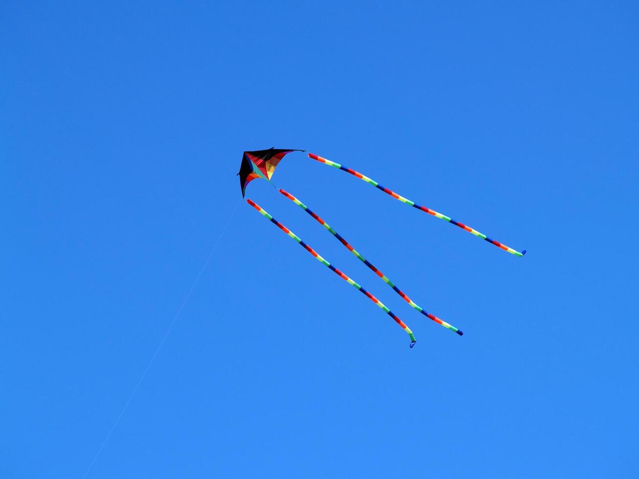 Berkeley, CA, 2007 - Colorful kit flying in blue sky photo