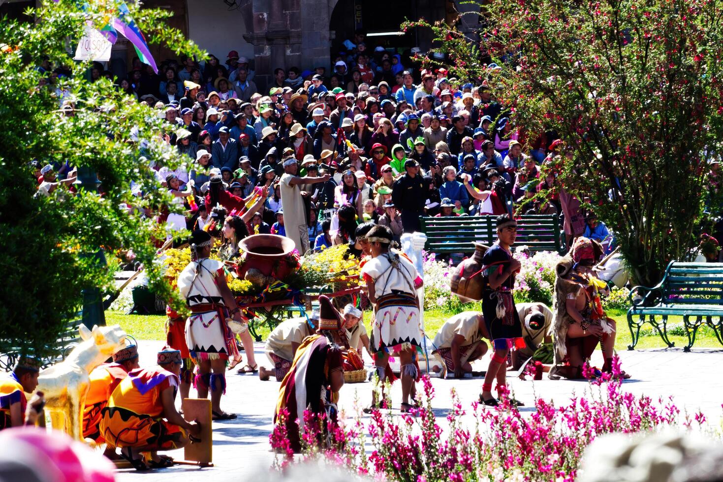 Cusco, Peru, 2015 - Inti Raymi Festival South America Performance Crowd photo