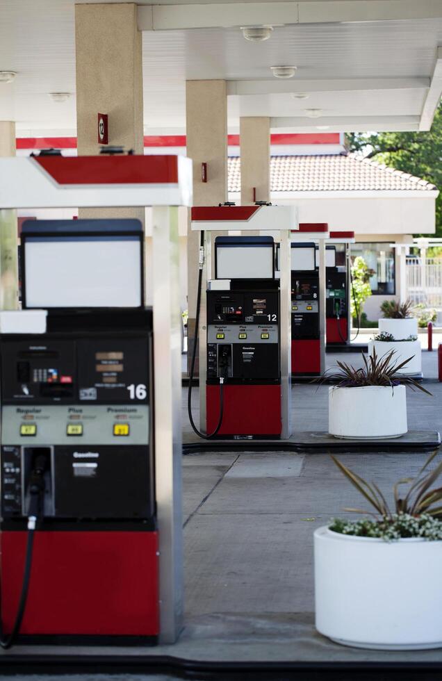 Folsom, CA, 2011 - four gas pump islands at station no cars photo