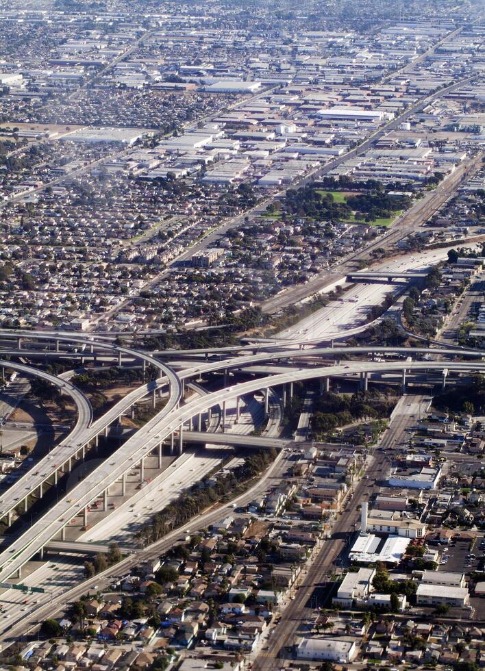 Aerial view of souther california freeway interchange photo