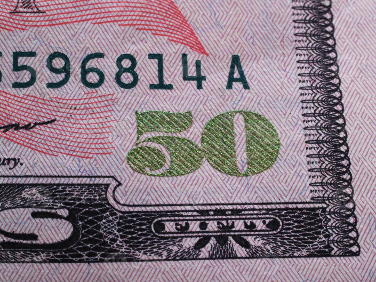 Close-up Detail Of United States Fifty Dollar Bill photo