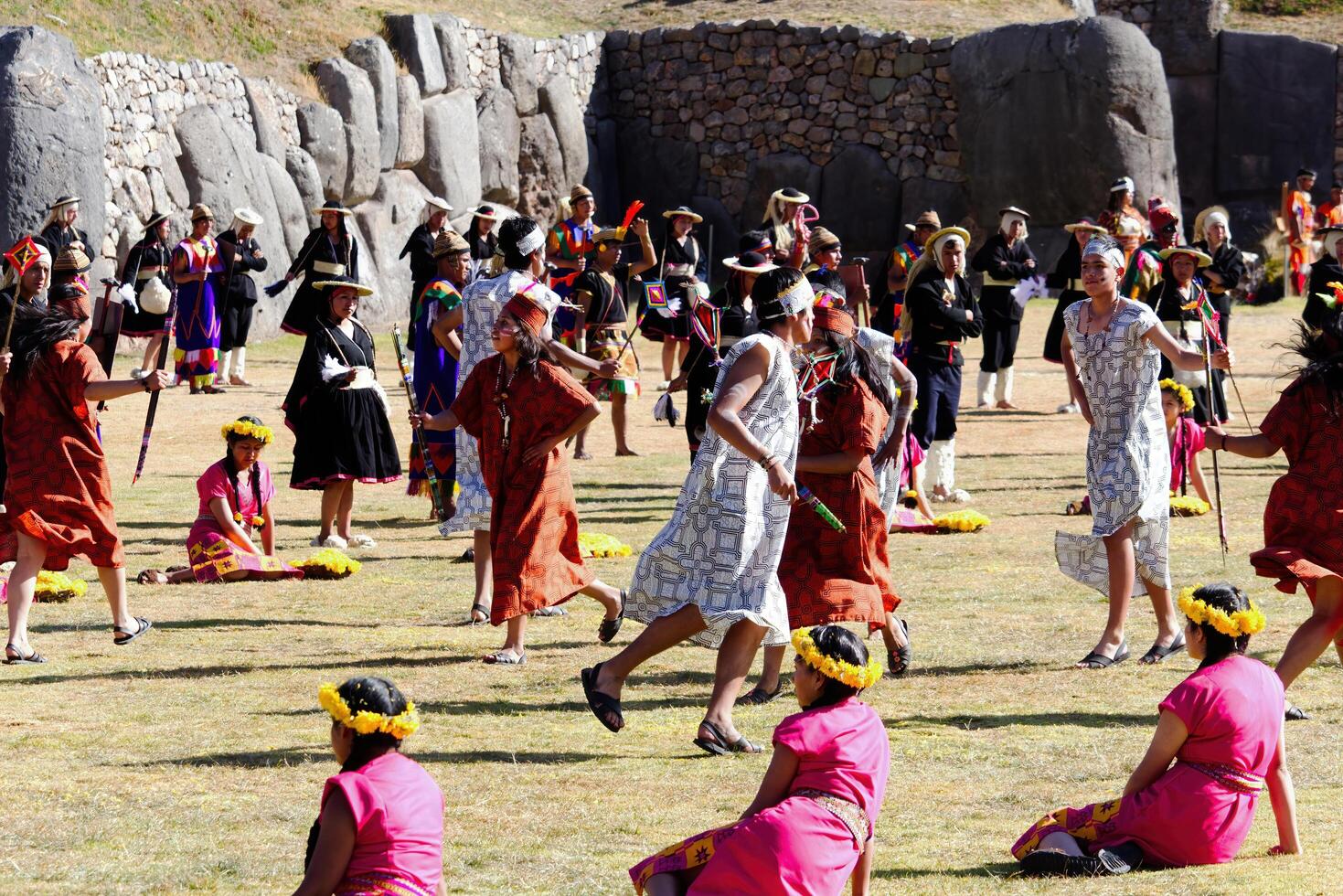 Cusco, Peru, 2015 - Men And Women In Traditional Costume Inti Raymi Festival South America photo