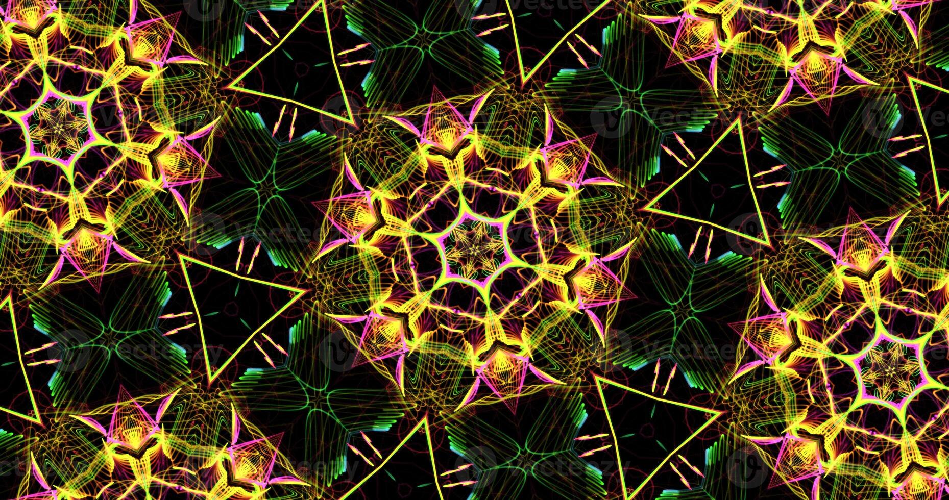 Kaleidoscopic Pattern On Dark Background In Vibrant Colors photo