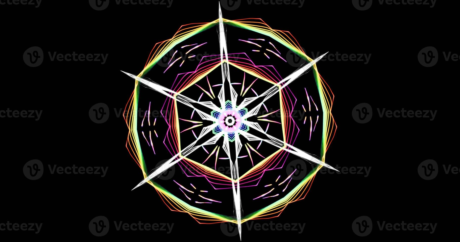 Kaleidoscopic Pattern On Dark Background In Vibrant Colors photo