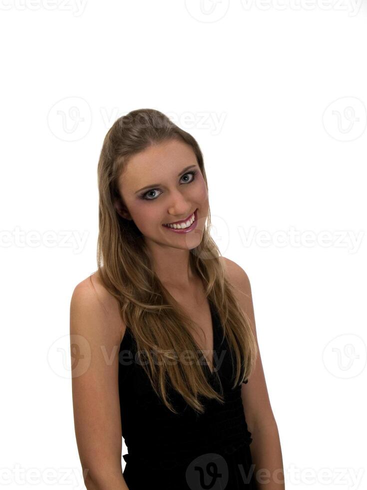 Big Smile Young Woman in Black Dress photo