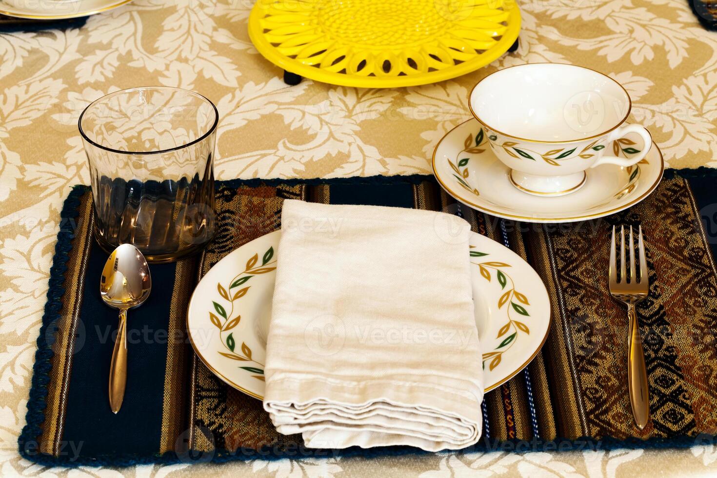 Elegant Table Place Setting For The Holiday Meal photo