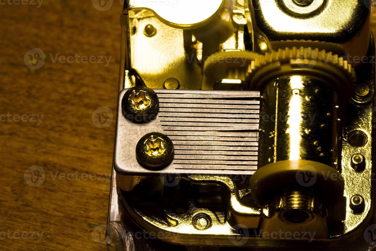 Closeup Shot Of Inner Works In Music Box photo