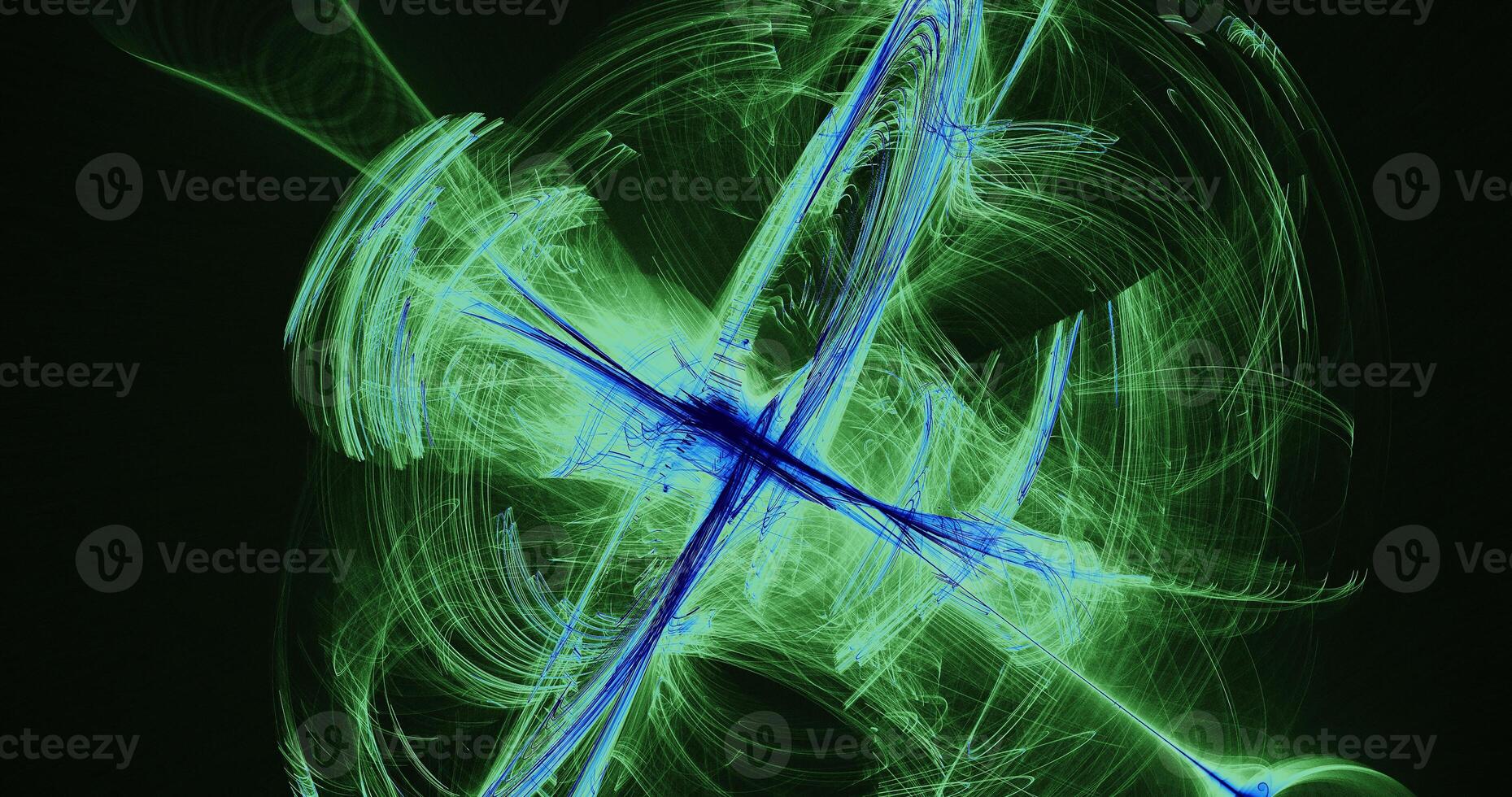 Abstract Design In Green And Blue On Black Background photo