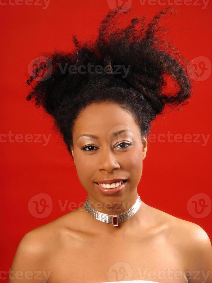 Smiling Portrait Young African American Woman photo