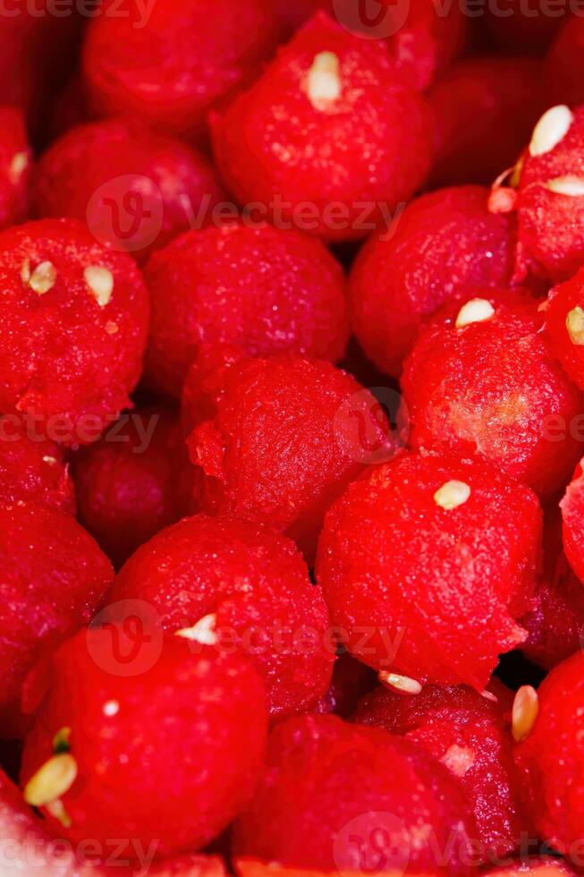 apretado Disparo de watermellon pelotas con algunos blanco semillas foto