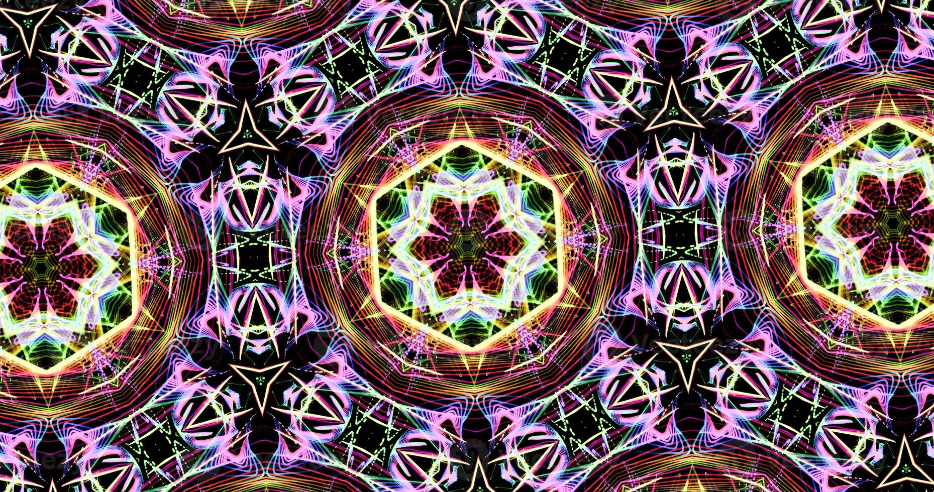 Kaleidoscopic Pattern On Dark Background In Vibrant Colors photo