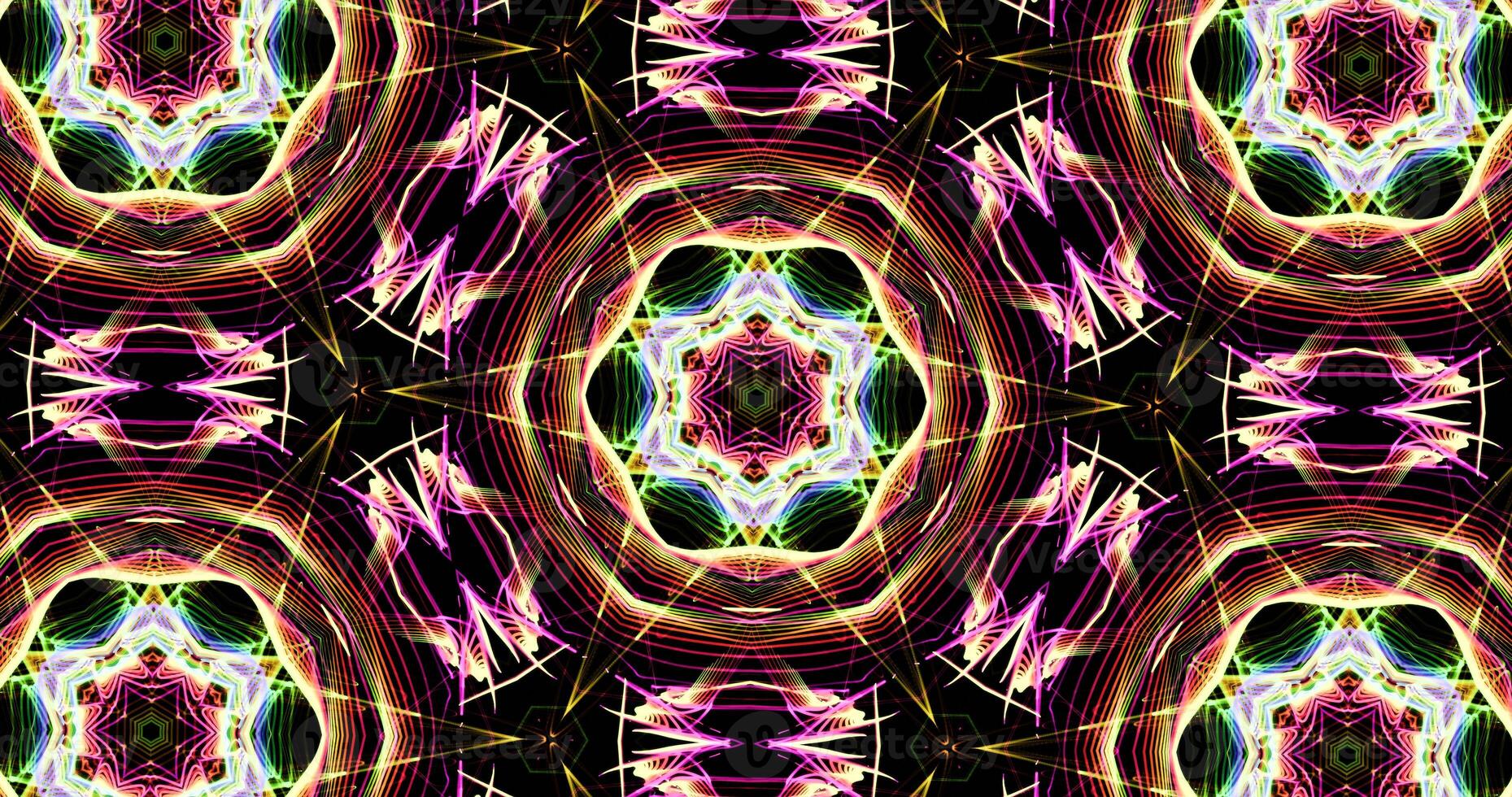 Kaleidoscopic Pattern On Dark Background In Vibrant Colors photo