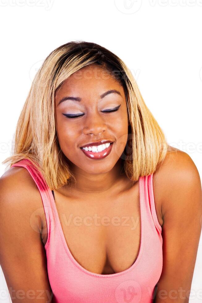 African American Woman Portrait Eyes Closed photo