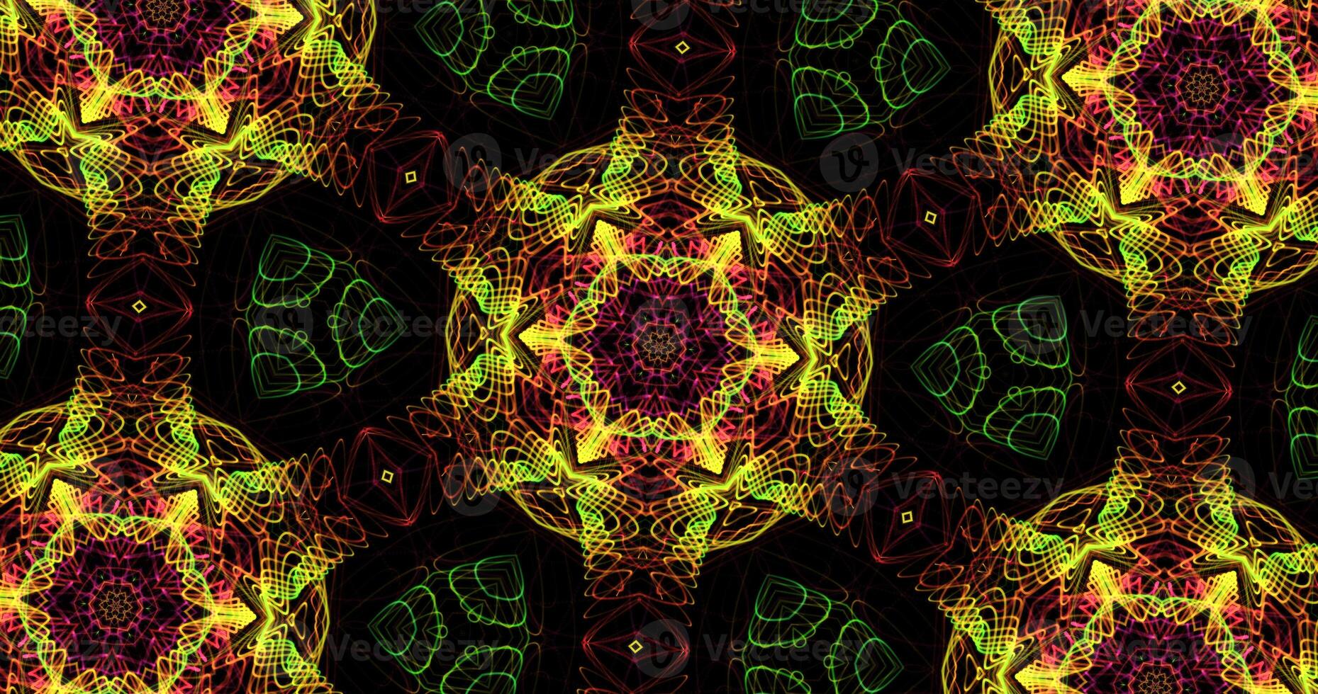 Kaleidoscopic Pattern On Dark Background In Vibrant Colors photo