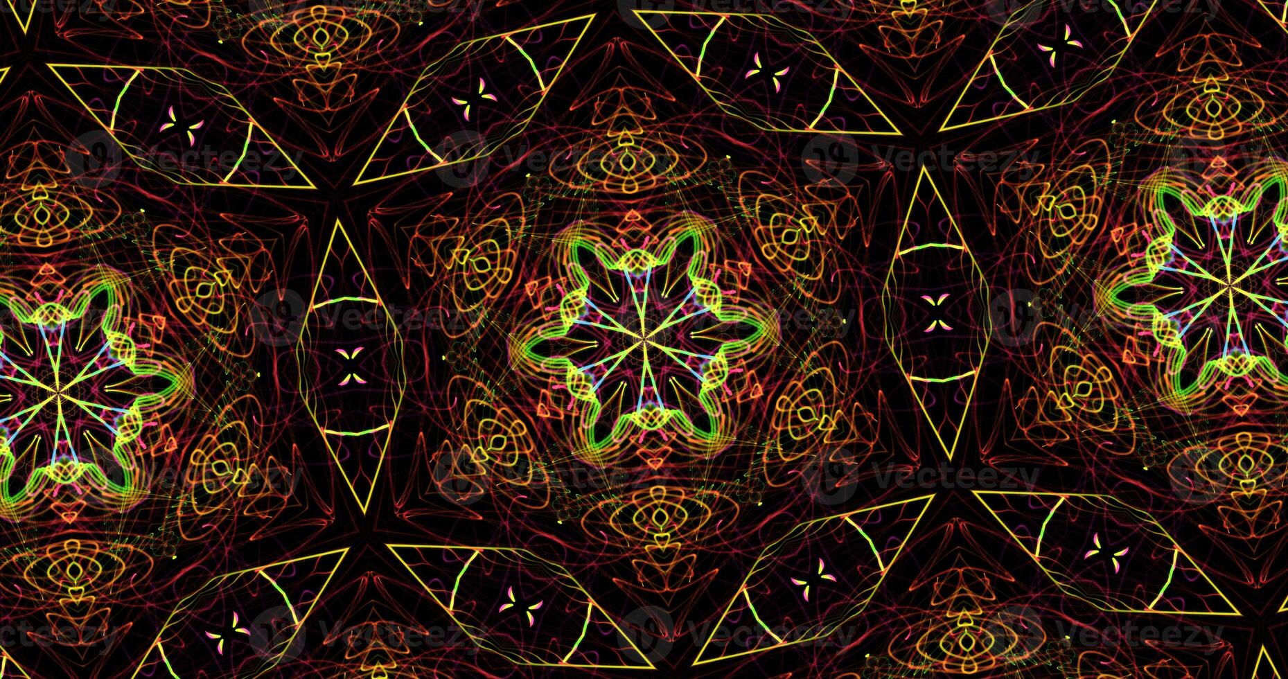 Kaleidoscopic Pattern On Dark Background In Vibrant Colors photo