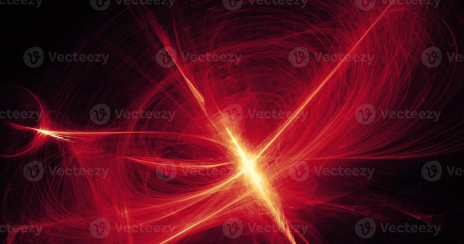 Abstract Red And Yellow Curves Lines Particles Against Dark Background photo