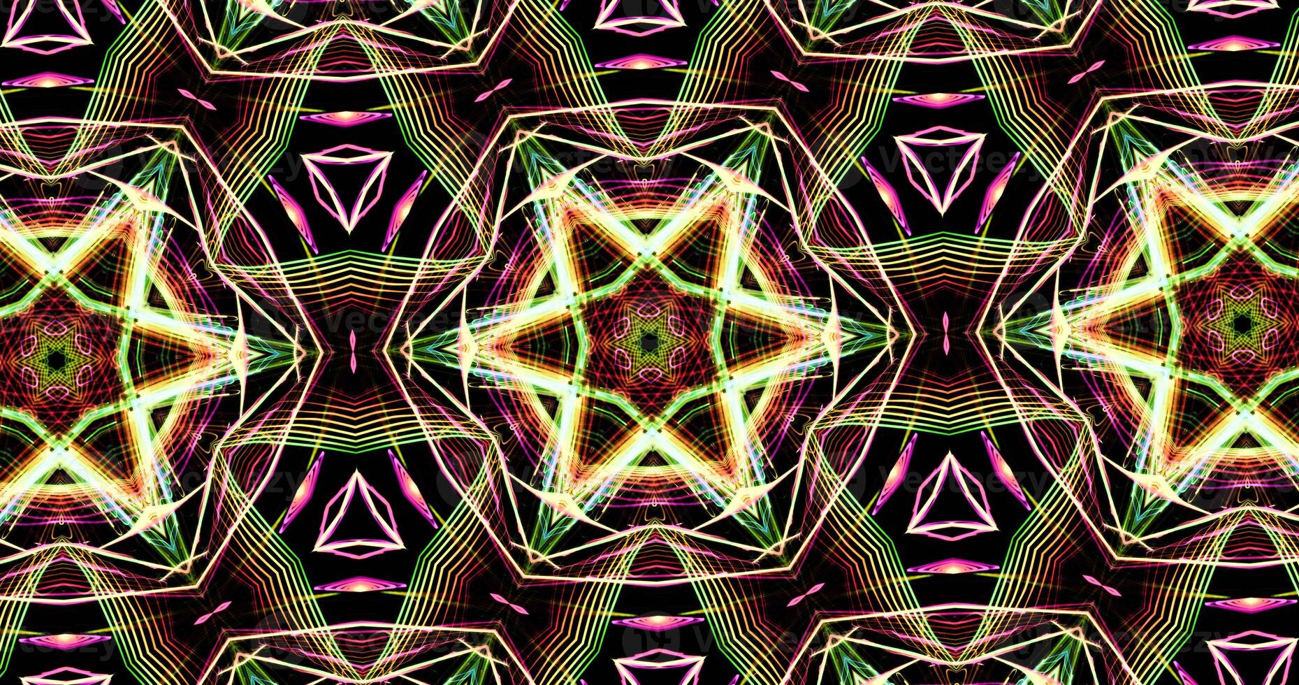 Kaleidoscopic Pattern On Dark Background In Vibrant Colors photo