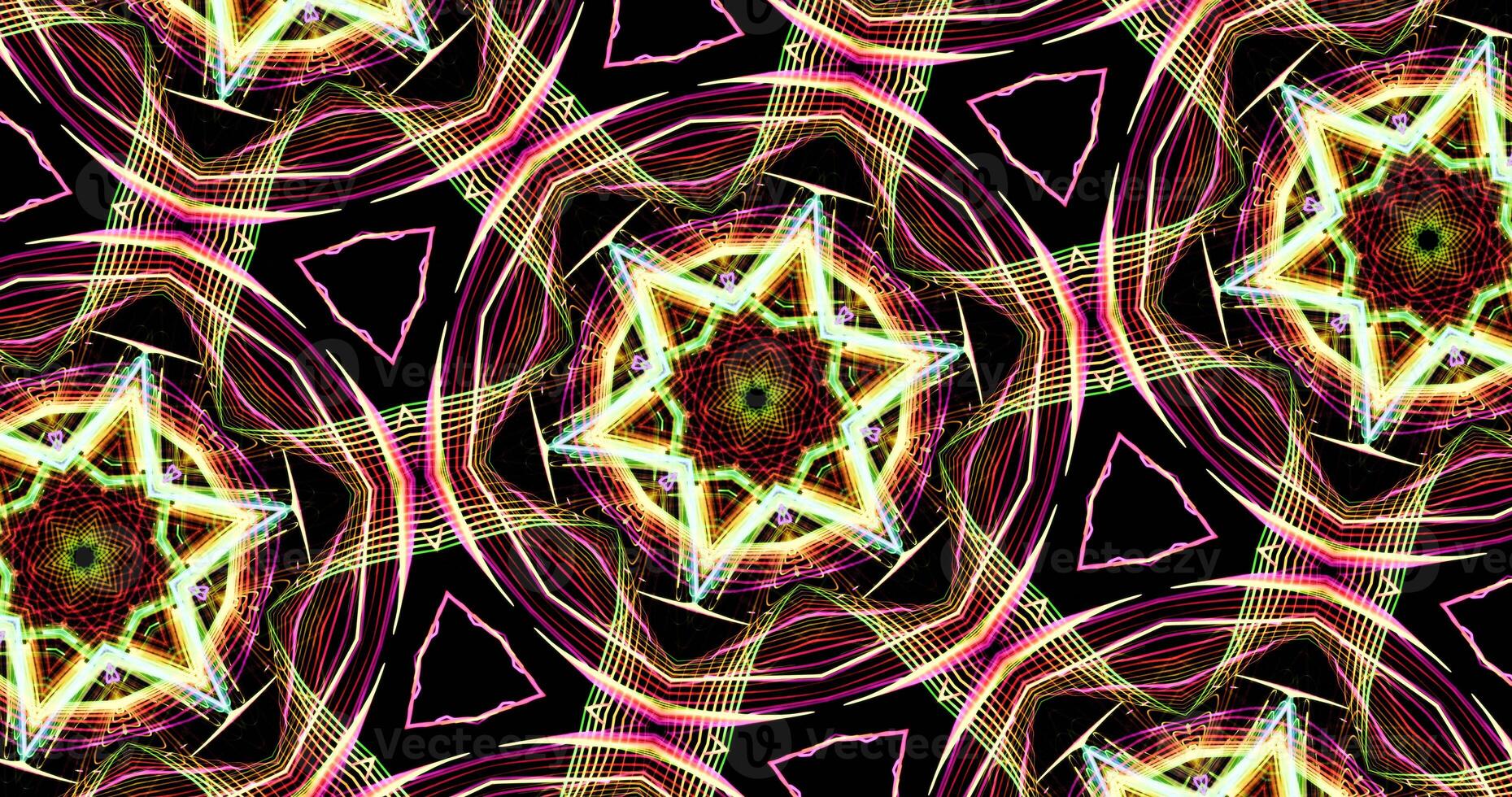 Kaleidoscopic Pattern On Dark Background In Vibrant Colors photo