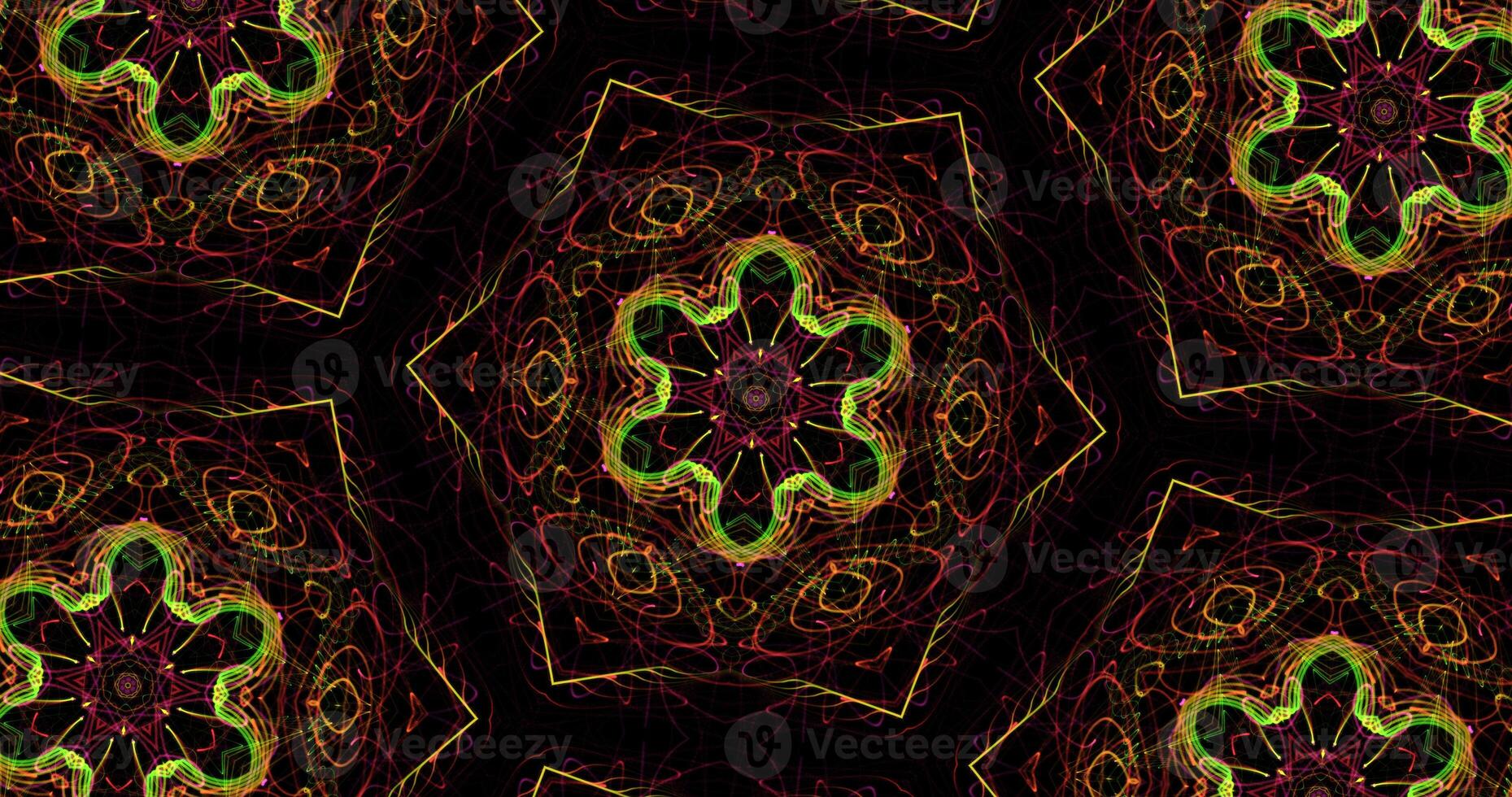 Kaleidoscopic Pattern On Dark Background In Vibrant Colors photo