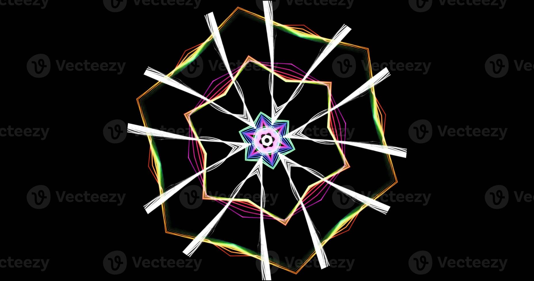 Kaleidoscopic Pattern On Dark Background In Vibrant Colors photo