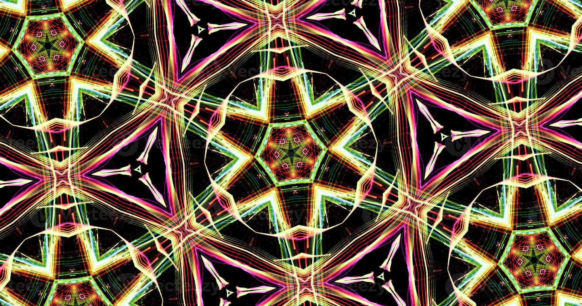 Kaleidoscopic Pattern On Dark Background In Vibrant Colors photo