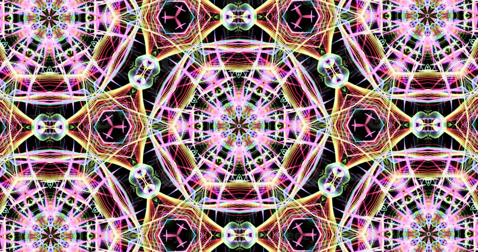 Kaleidoscopic Pattern On Dark Background In Vibrant Colors photo