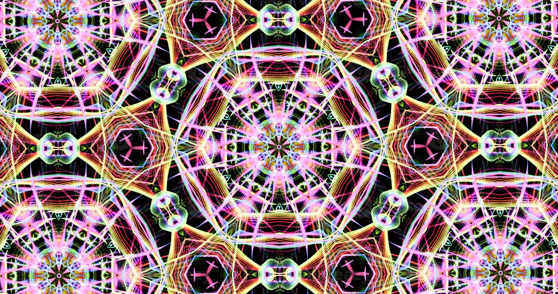 Kaleidoscopic Pattern On Dark Background In Vibrant Colors photo