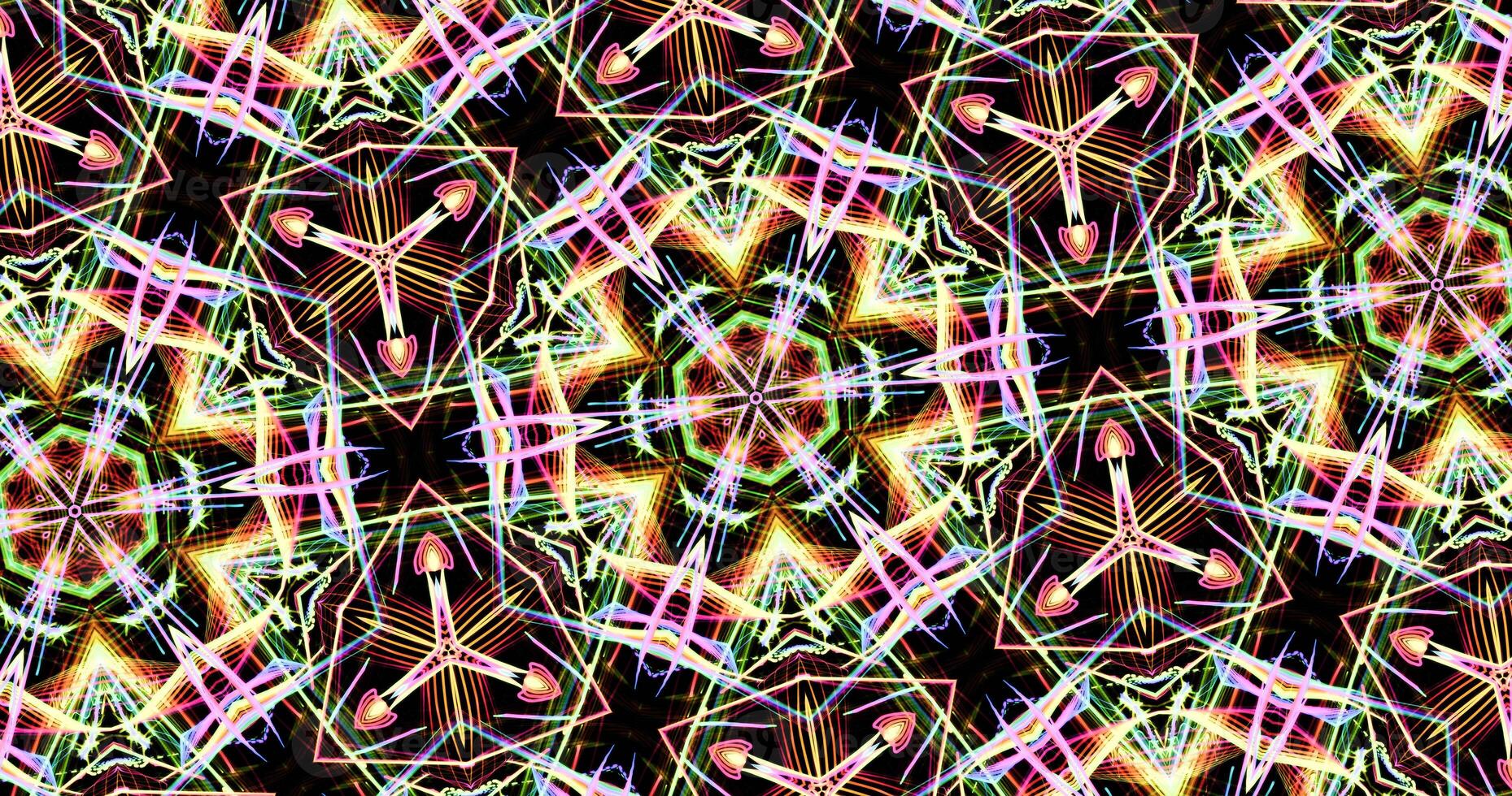 Kaleidoscopic Pattern On Dark Background In Vibrant Colors photo