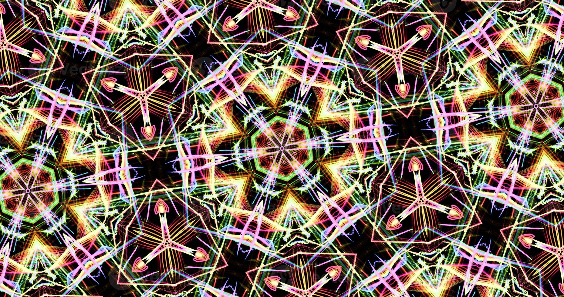 Kaleidoscopic Pattern On Dark Background In Vibrant Colors photo