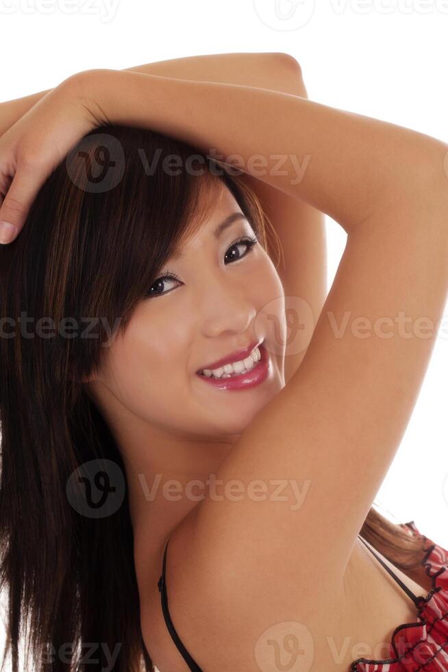 Cheerfully Smiling Asian American Teen Girl Portait photo