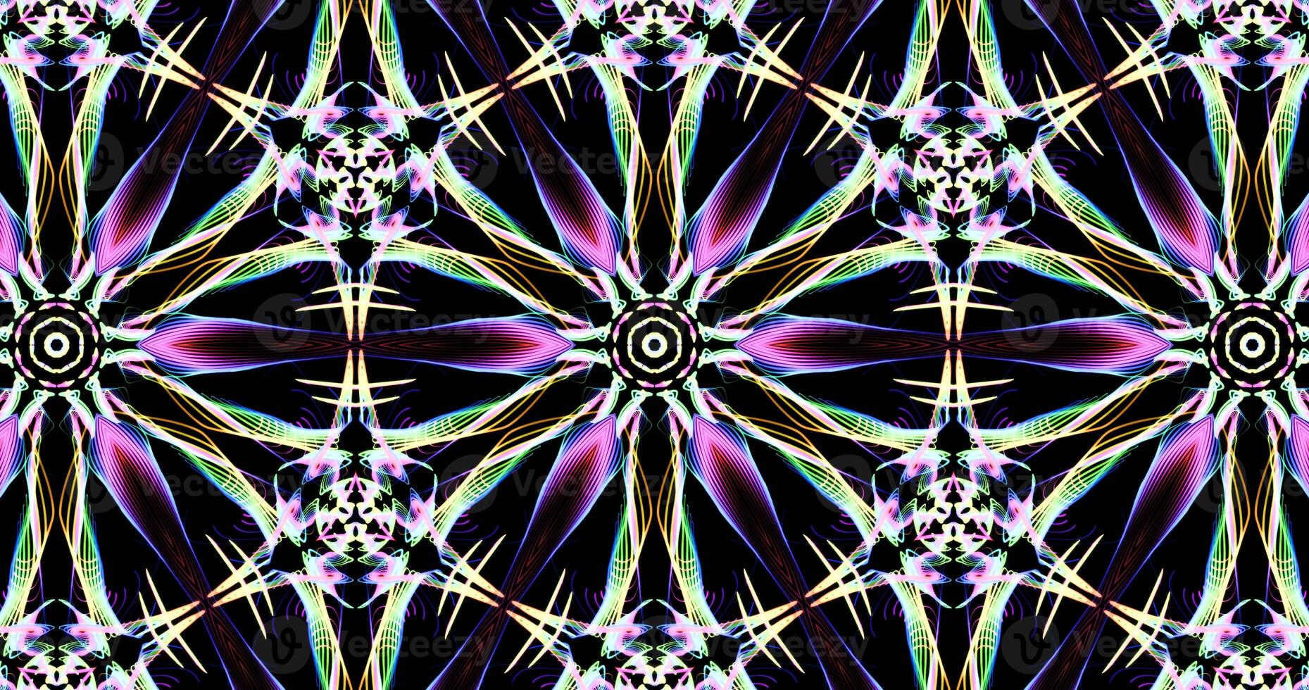 Kaleidoscopic Pattern On Dark Background In Vibrant Colors photo