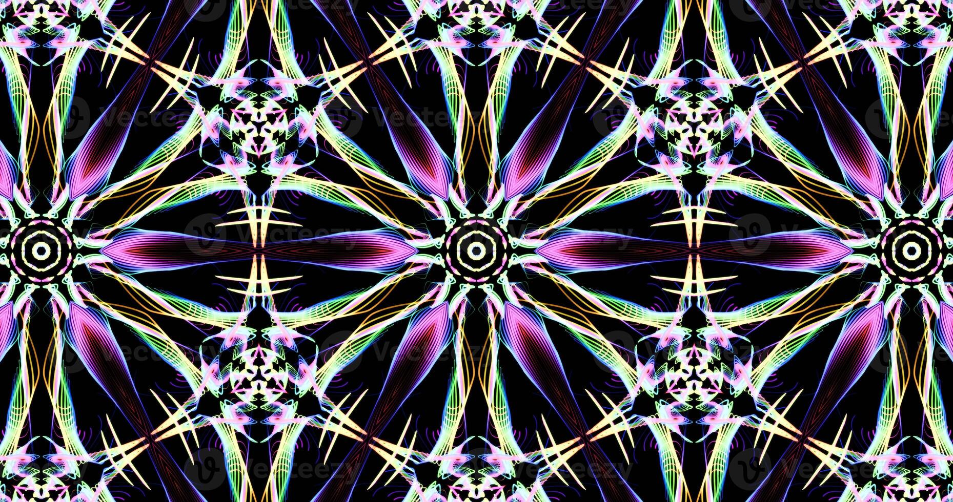 Kaleidoscopic Pattern On Dark Background In Vibrant Colors photo