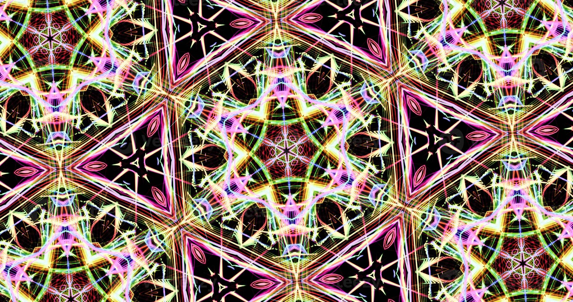 Kaleidoscopic Pattern On Dark Background In Vibrant Colors photo