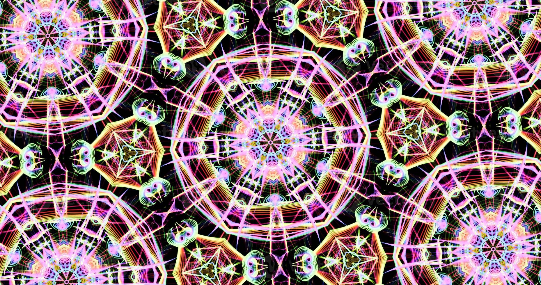 Kaleidoscopic Pattern On Dark Background In Vibrant Colors photo